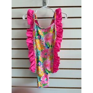 Gigi and Max Kimberly Floral Pink Ruffle One Piece Swimsuit 4/5T